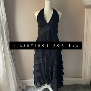 3 for $25 Black Midi - Halter w/Chiffon Ruffles
